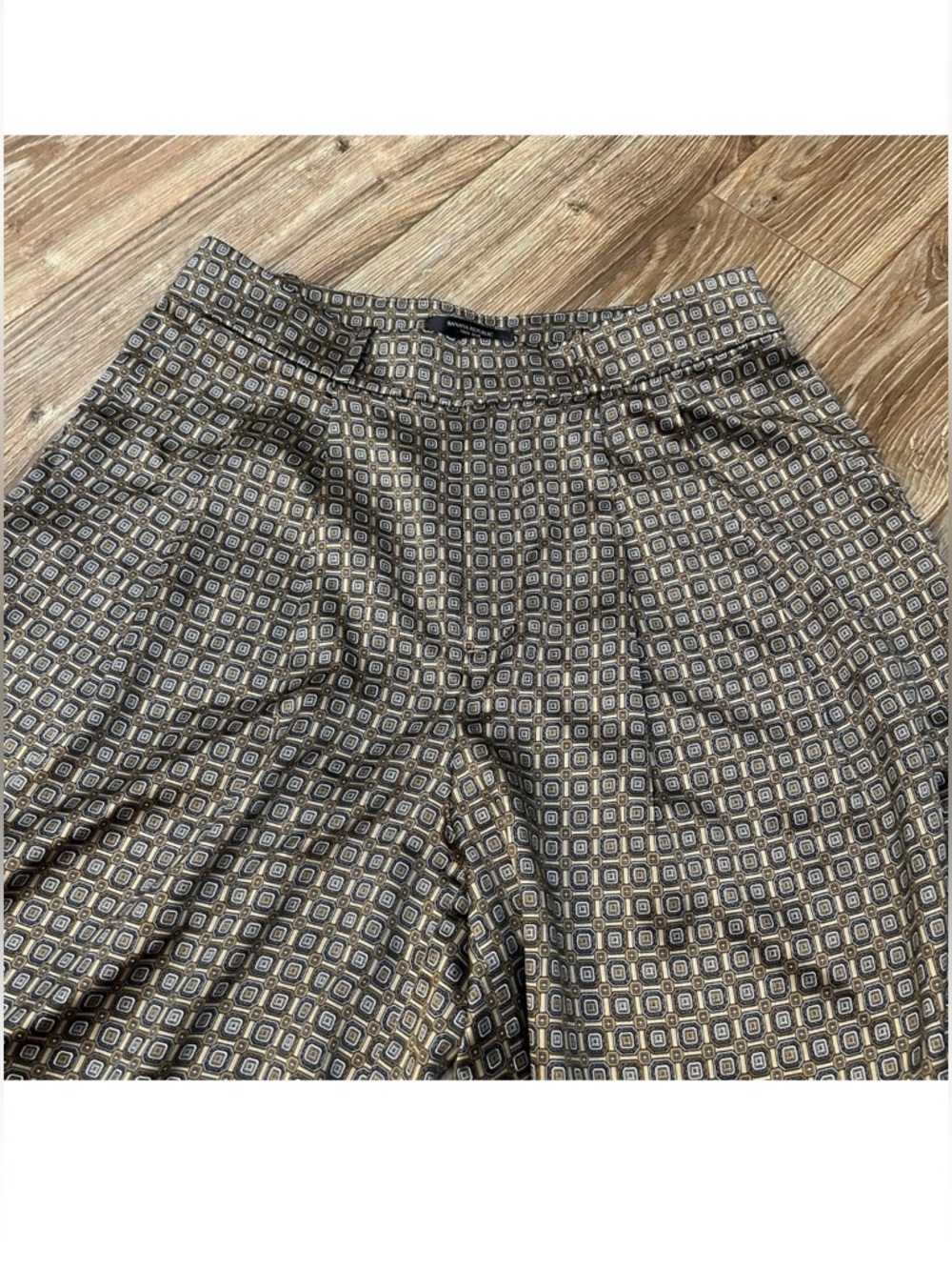BANANA REPUBLIC Size 8 100% Silk Geometric Wide Leg Palazzo Pants Luxury - Picture 7 of 17